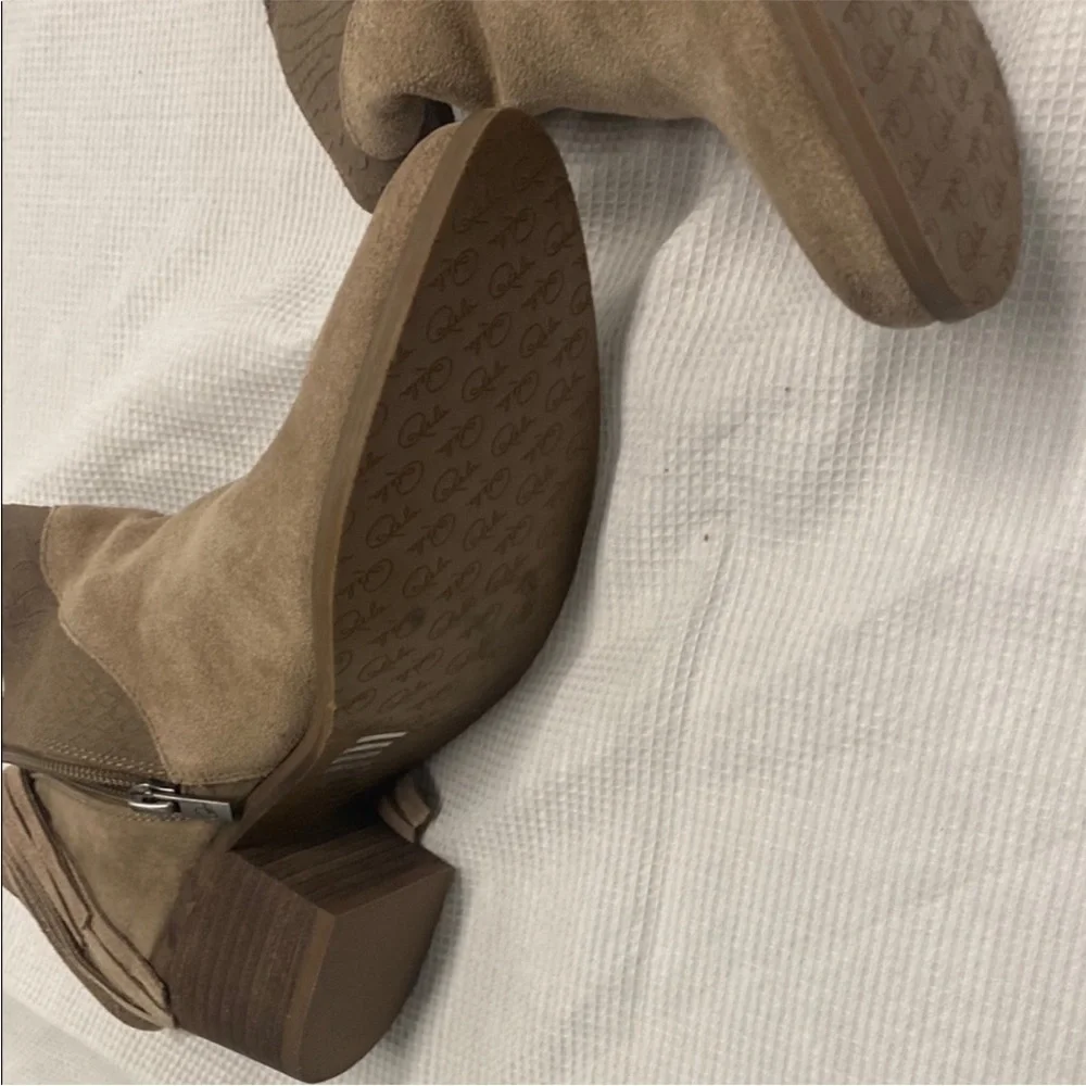 Tan Suede Fringe Ankle Booties MOVING SALE